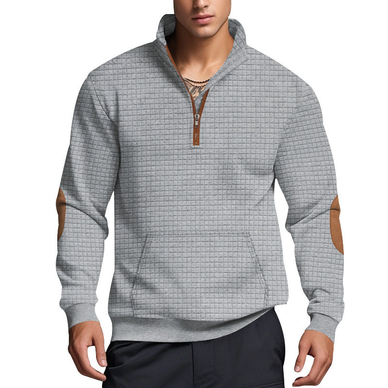 Herren strukturierter Fleece-Pullover mit modischem Stehkragen ModeGeist