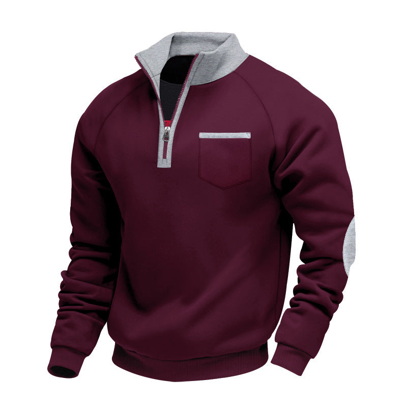Herren Sweatshirt mit Stehkragen und praktischen Taschen ModeGeist
