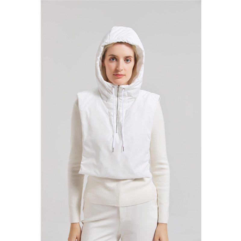 Damen Kapuzenweste mit hohem Kragen und verstellbarem Saum ModeGeist