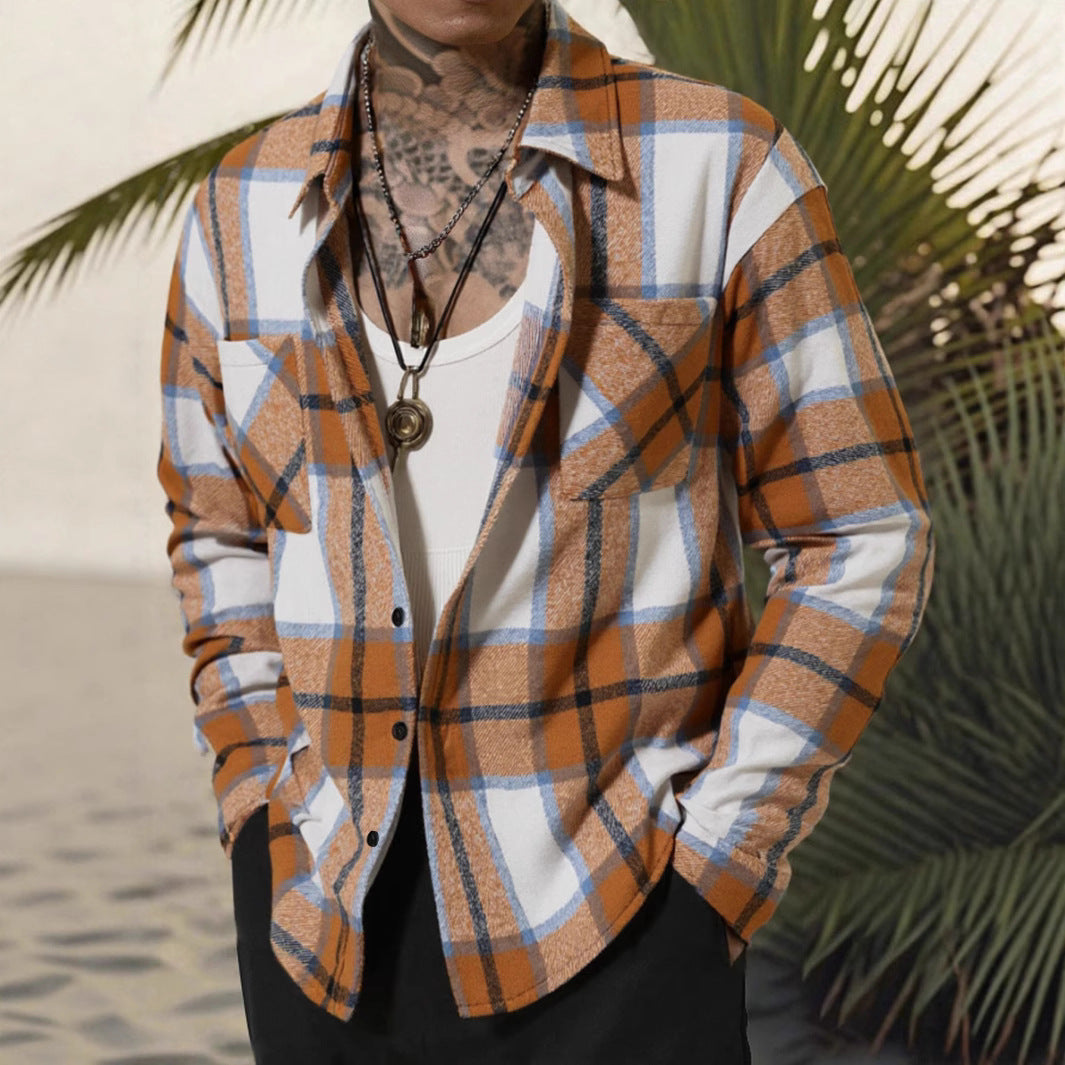 Herren Lässige Flanell Hemdjacke mit Karomuster und Brusttasche ModeGeist