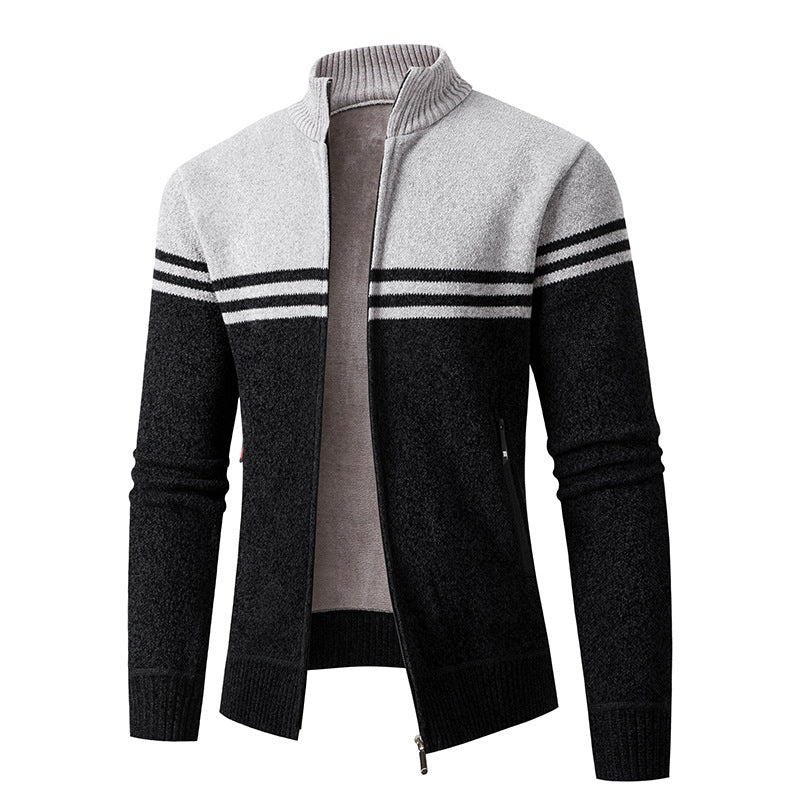 Herren Strickjacke mit modernem Zipper und sportlichem Streifenmuster ModeGeist