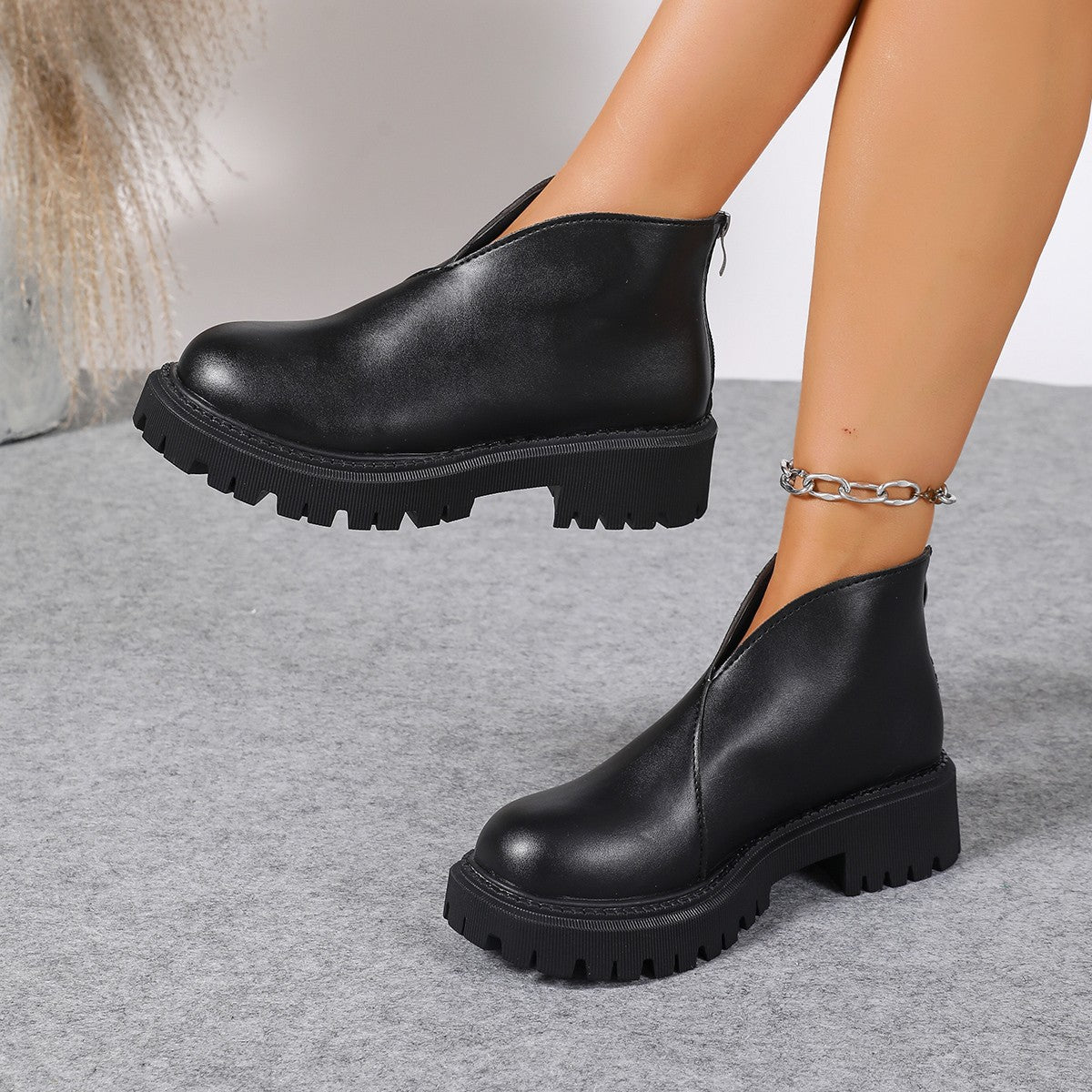 Damen Modische Chelsea-Boots mit trendigem Plateau und rutschfester Sohle ModeGeist