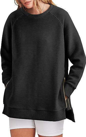 Damen lässiger Sweatshirt mit Seitentaschen und Reißverschluss ModeGeist