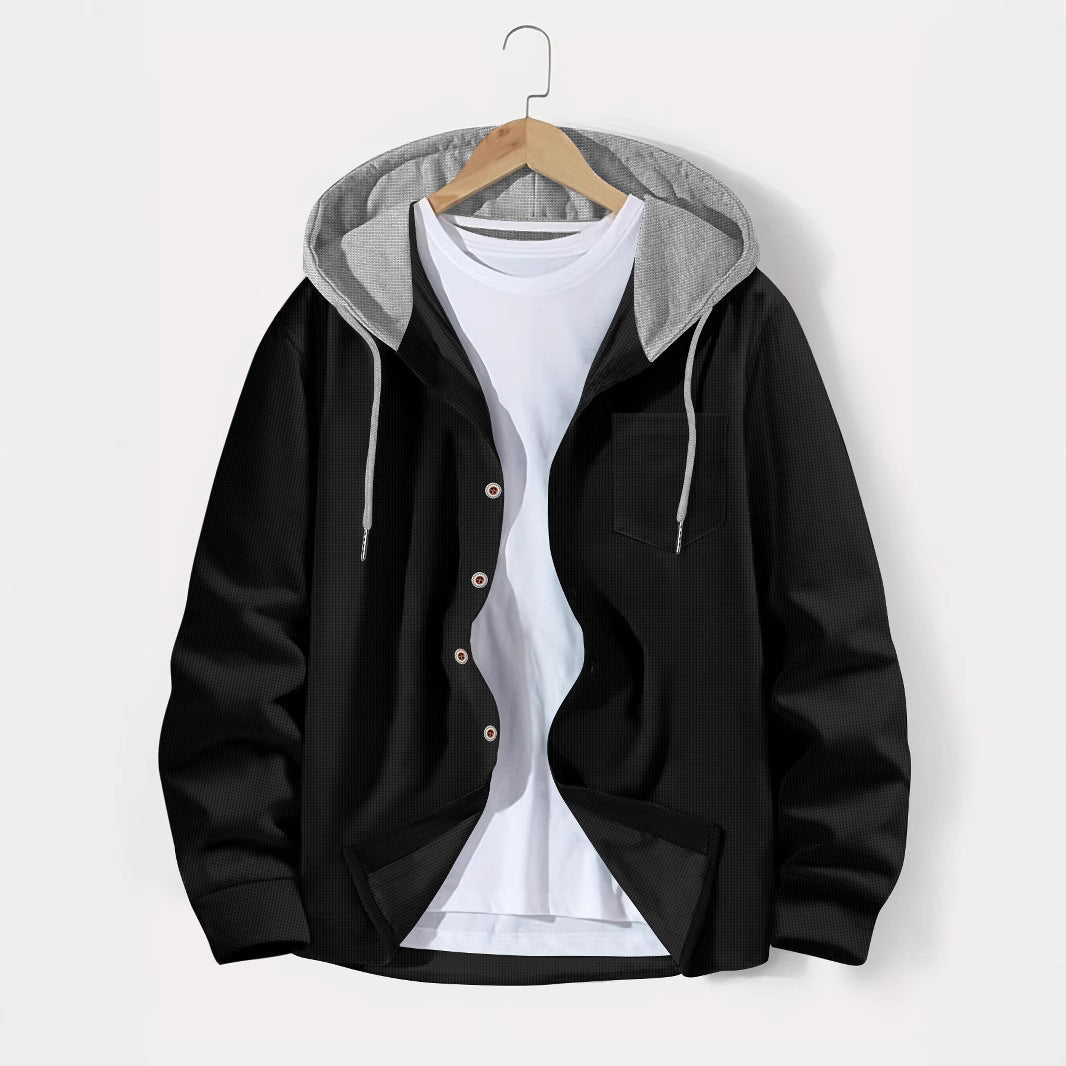 Herren lässige Jacke mit Kapuze und Karomuster ModeGeist