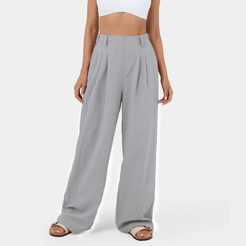 Damen Weite Chinohose mit elegantem Faltenwurf und seitlichen Taschen ModeGeist