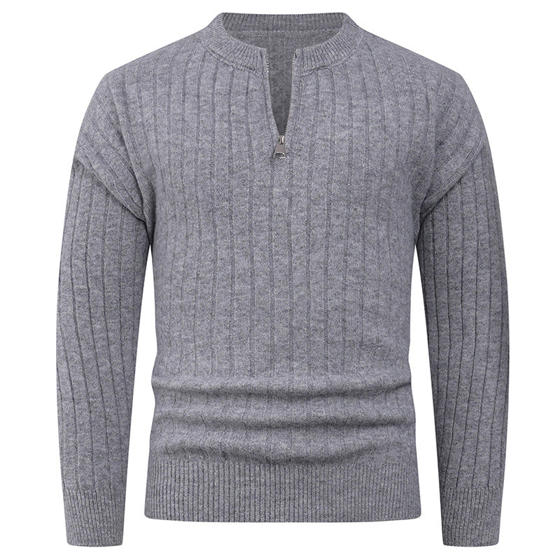 Herren Strickpullover mit hohem Kragen und modernem Reißverschluss ModeGeist