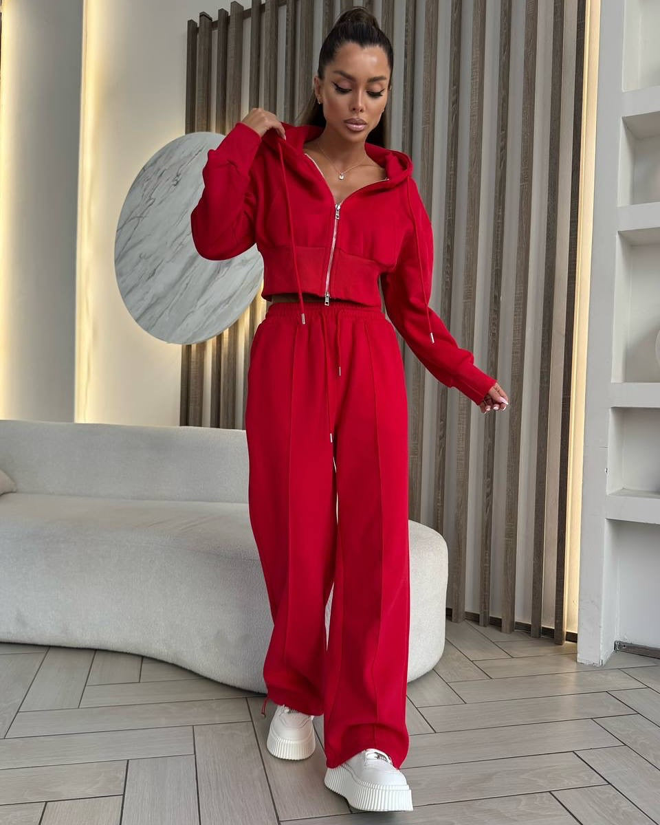 Damen sportliches Hoodie-Set mit weitem Schnitt und elastischem Bund ModeGeist