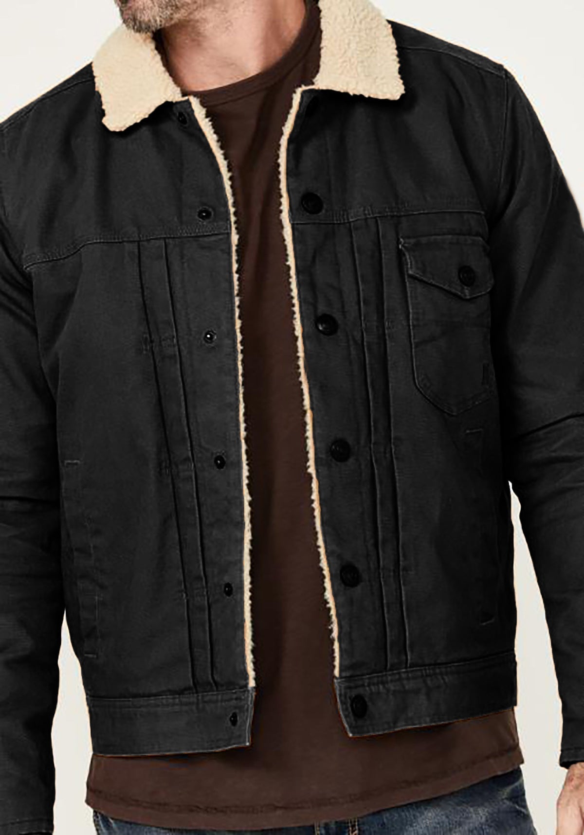 Herren kuschelige Denimjacke mit Sherpa-Futter ModeGeist