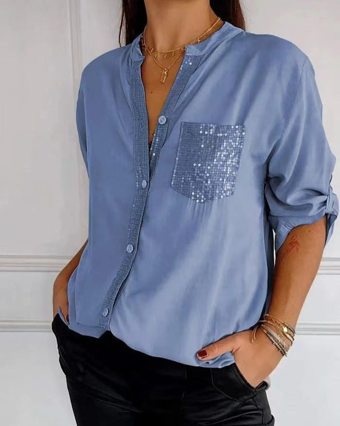 LIVIA: Langes Pailletten-Top mit Glitzer