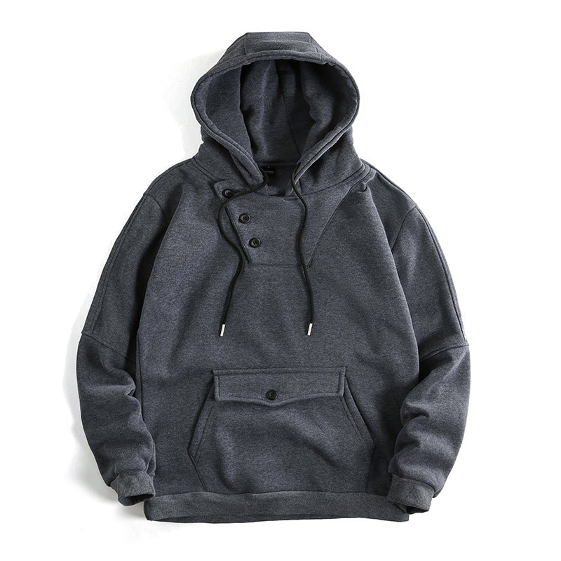 Herren lässiger Kapuzenpullover mit Knopfdetails und praktischen Taschen ModeGeist