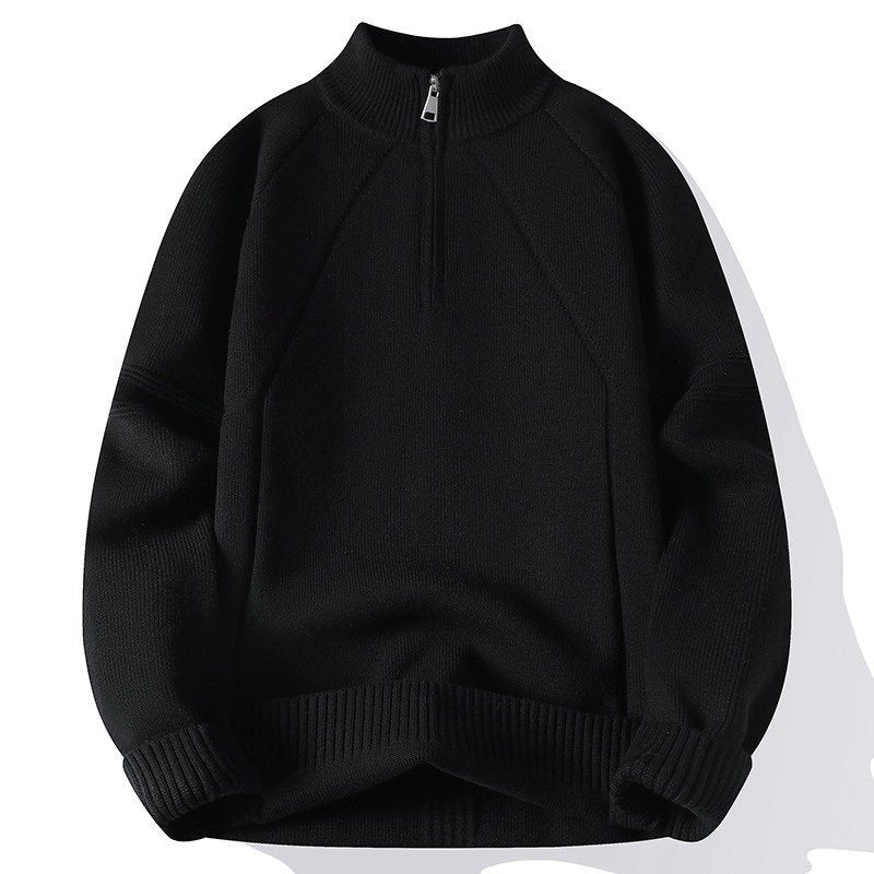 Herren Strickpullover mit hohem Kragen und Reißverschluss ModeGeist