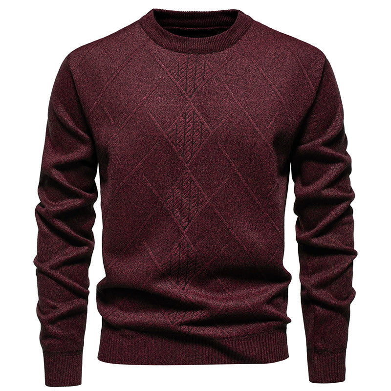 Herren Strickpullover mit strukturiertem Rautenmuster und klassischem Rundhalsausschnitt ModeGeist