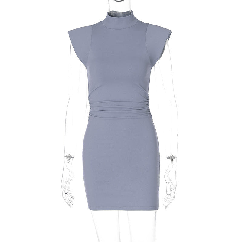 Figurbetontes Minikleid für Damen mit Stehkragen und Raffungen von MODEGEIST
