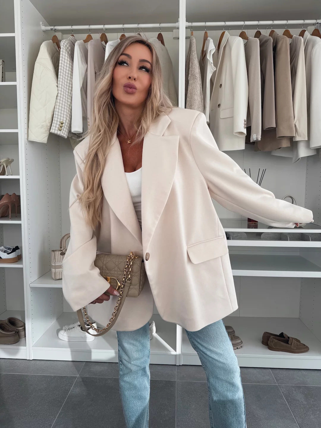 Damen lässiger Oversized Blazer ModeGeist