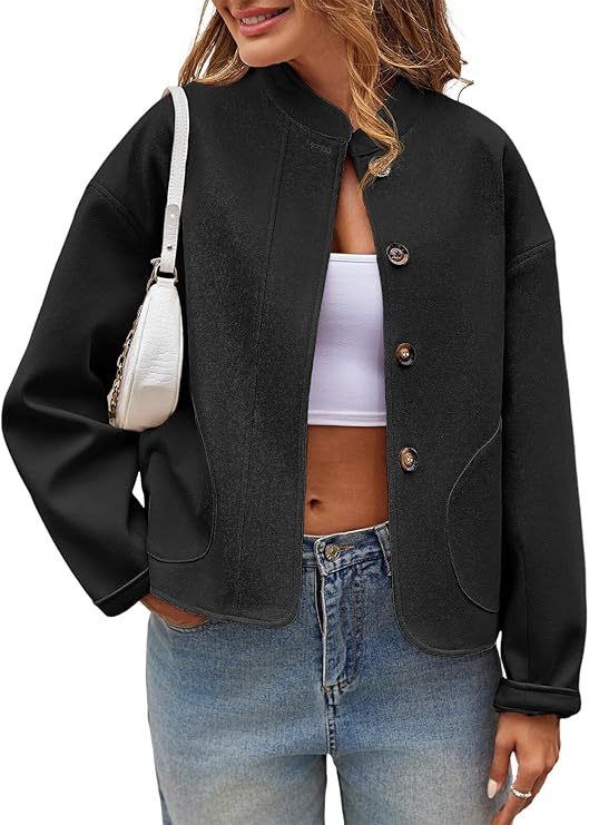 Damen modische Oversized-Jacke mit Knöpfen und seitlichen Taschen ModeGeist