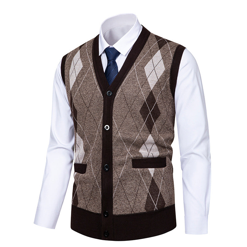Herren edle Strickjacke mit modernem Rautenmuster ModeGeist