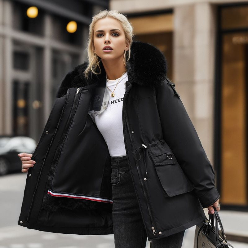 Damen warme Winterjacke mit abnehmbarem Pelzkragen ModeGeist
