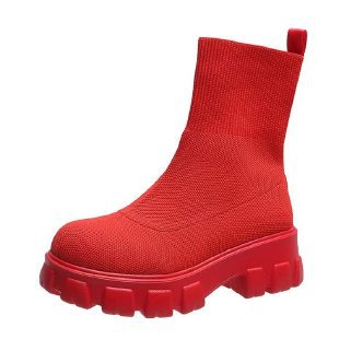 Damen trendige Stiefel mit hohem Schaft und robustem Plateau ModeGeist
