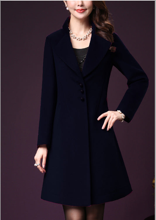 Damen klassischer, taillierter Wollmantel mit elegantem Revers ModeGeist