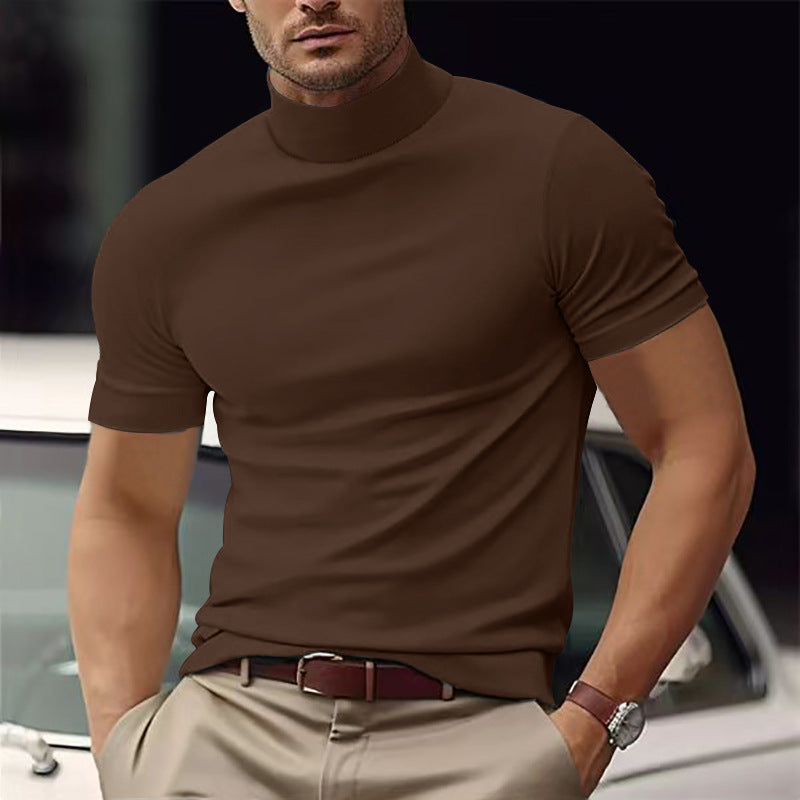 Herren Kurzarm Turtleneck T-Shirt ModeGeist