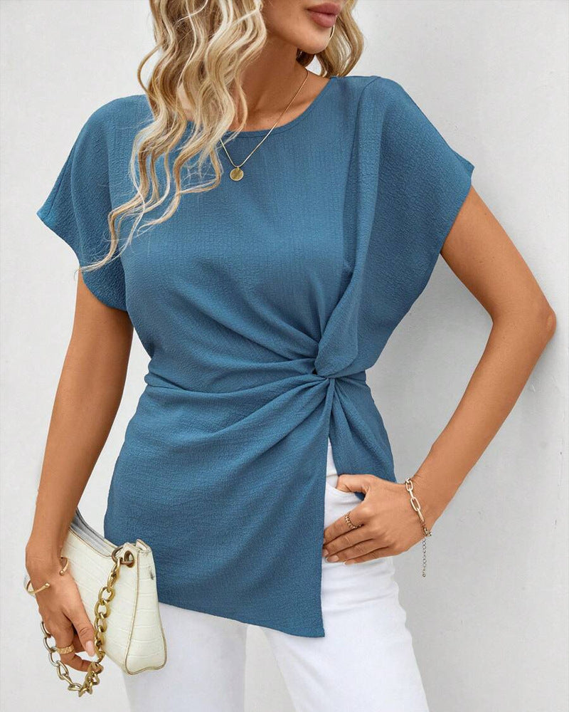 Elegantes Wickeloberteil für Damen, lässiger Schnitt, fließender Stoff, MODEGEIST