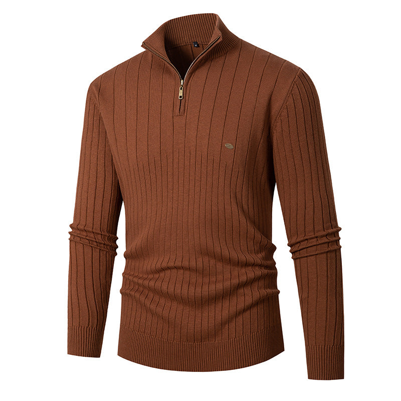 Herren Pullover mit modernem Reißverschluss und Rippenstruktur ModeGeist