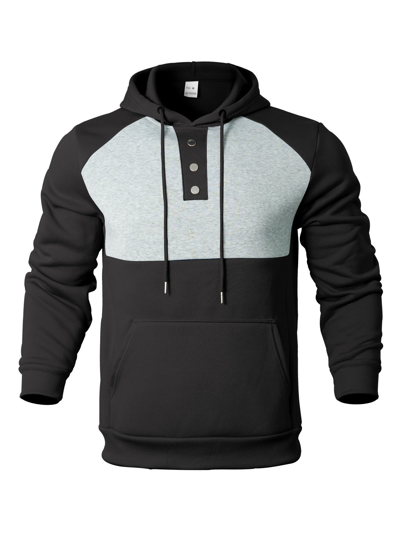Herren Hoodie mit Knopfleiste und Kontrastdetails ModeGeist