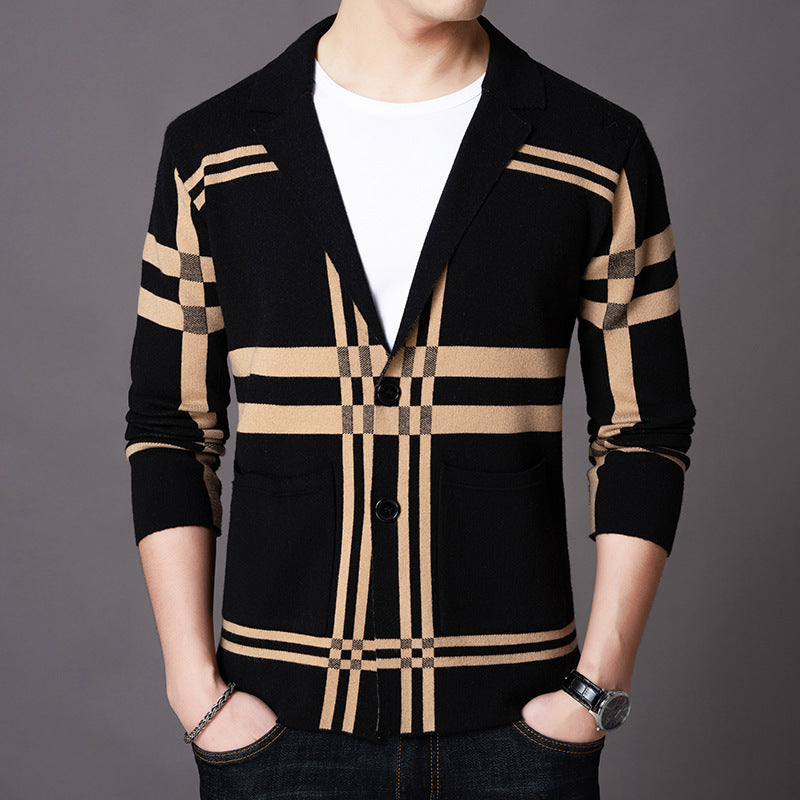 Herren eleganter Strickblazer mit modernem Karomuster ModeGeist
