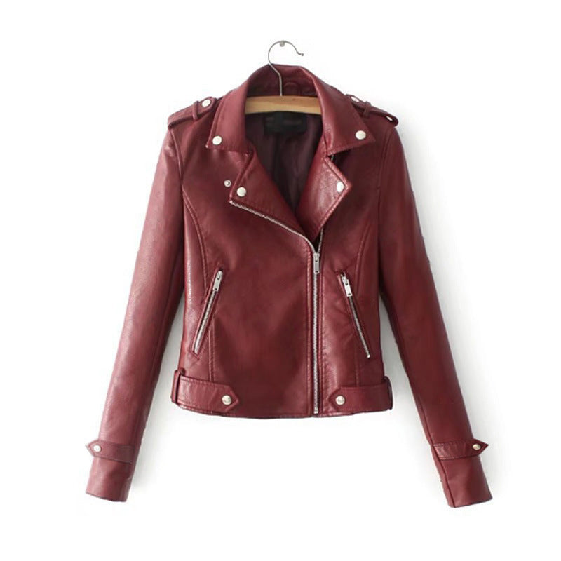 Damen stylische Kunstleder-Bikerjacke mit modischem Schnitt ModeGeist