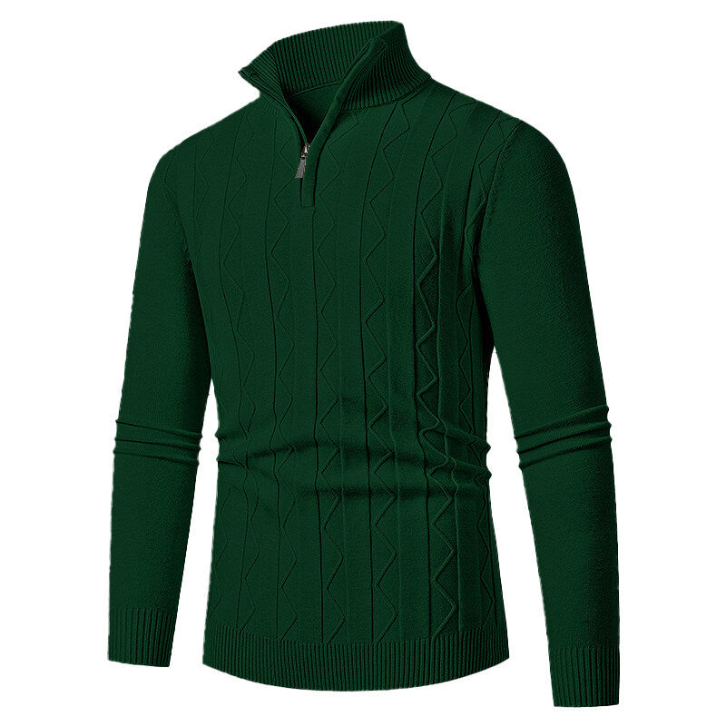 Herren Strickpullover mit stylischem Reißverschluss und Zopfmuster ModeGeist
