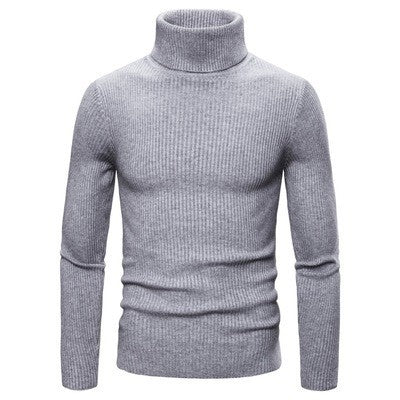 Herren Ripp-Strickpullover mit hohem Kragen und körpernahem Schnitt ModeGeist