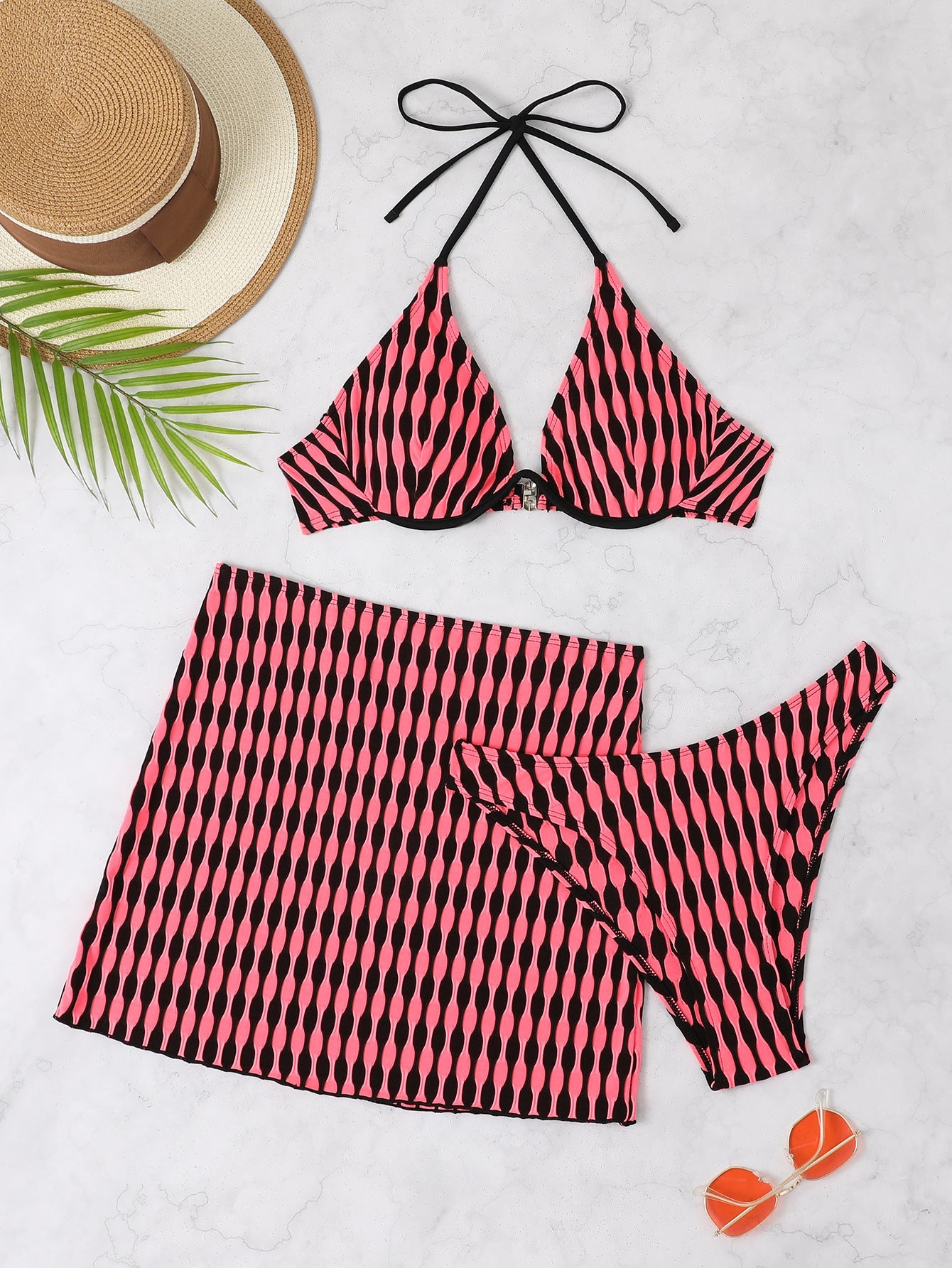 Women's Triangle Bikini Set with Skirt/Slip by MODEGEIST
