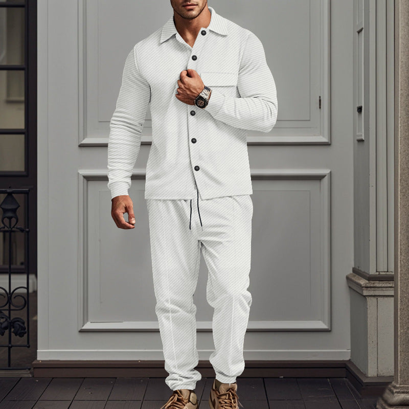 Herren lässige Schlafanzug-Kombination mit eleganten Knopfdetails ModeGeist