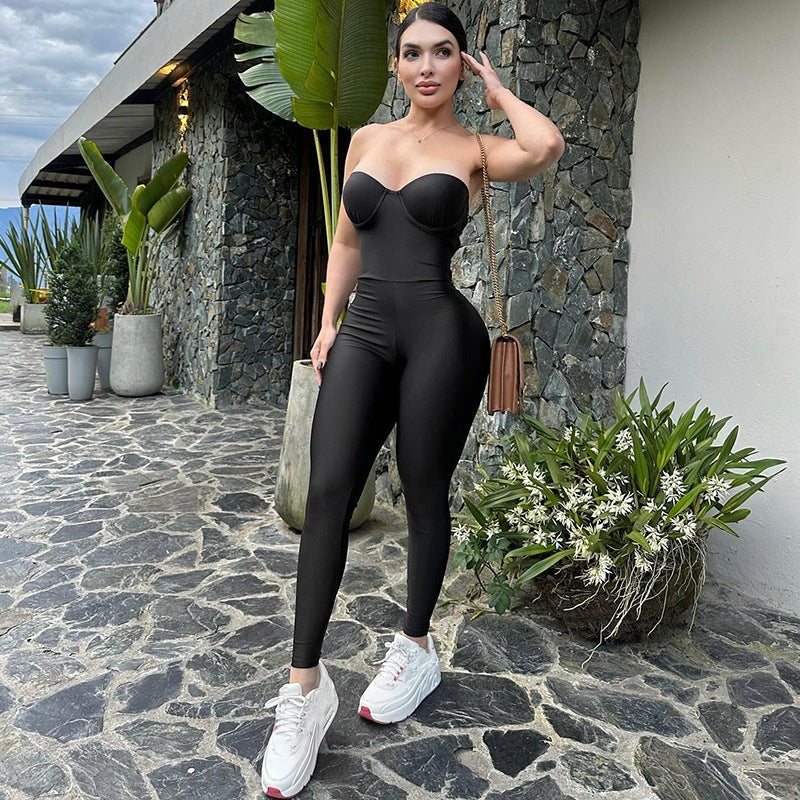 Damen Körperbetonter Jumpsuit mit Bügel-Bustier ModeGeist