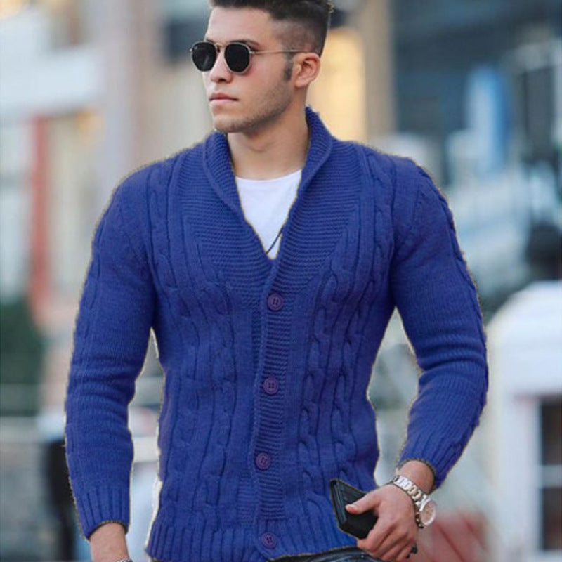 Herren Strickjacke mit einzigartigem Zopfmuster und modischem Schalkragen ModeGeist