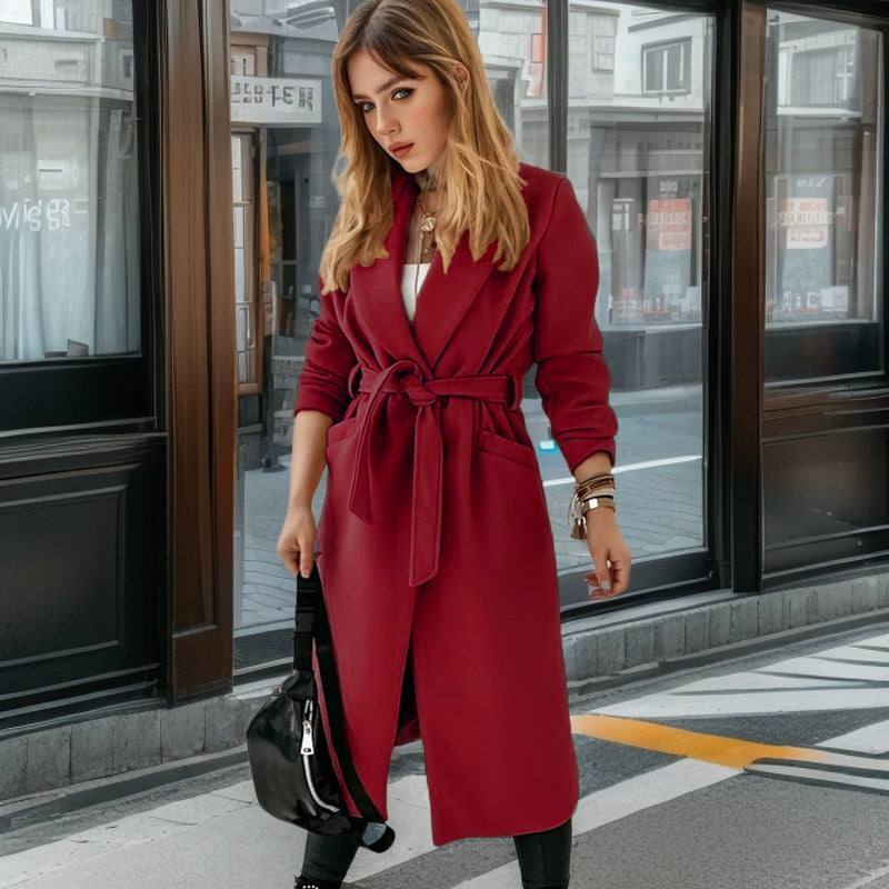 Damen eleganter Trenchcoat mit Gürtel und praktischen Taschen ModeGeist