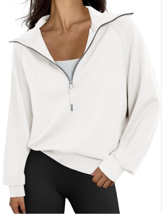 Damen lässiger Sweatpullover mit hohem Kragen und Reißverschluss ModeGeist