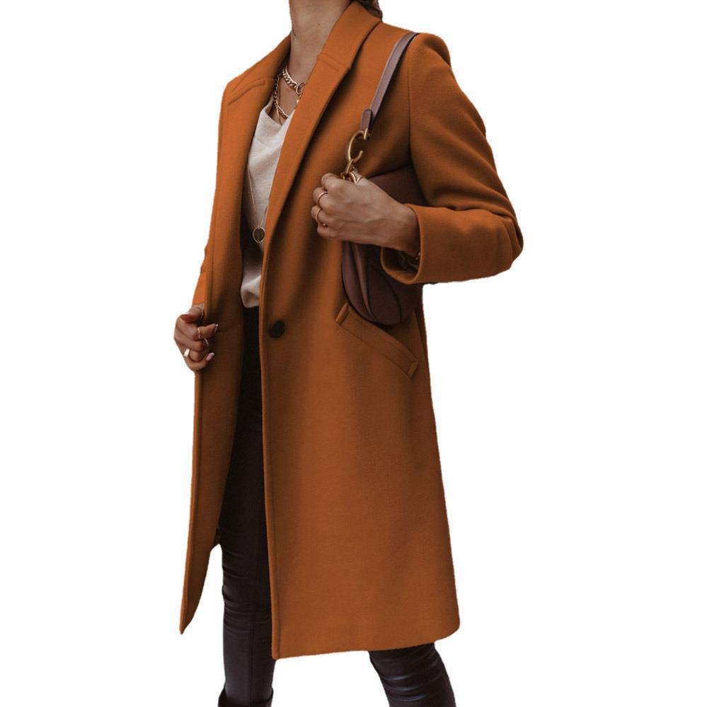 Damen Eleganter Langmantel mit schmalem Schnitt und tiefen Taschen ModeGeist
