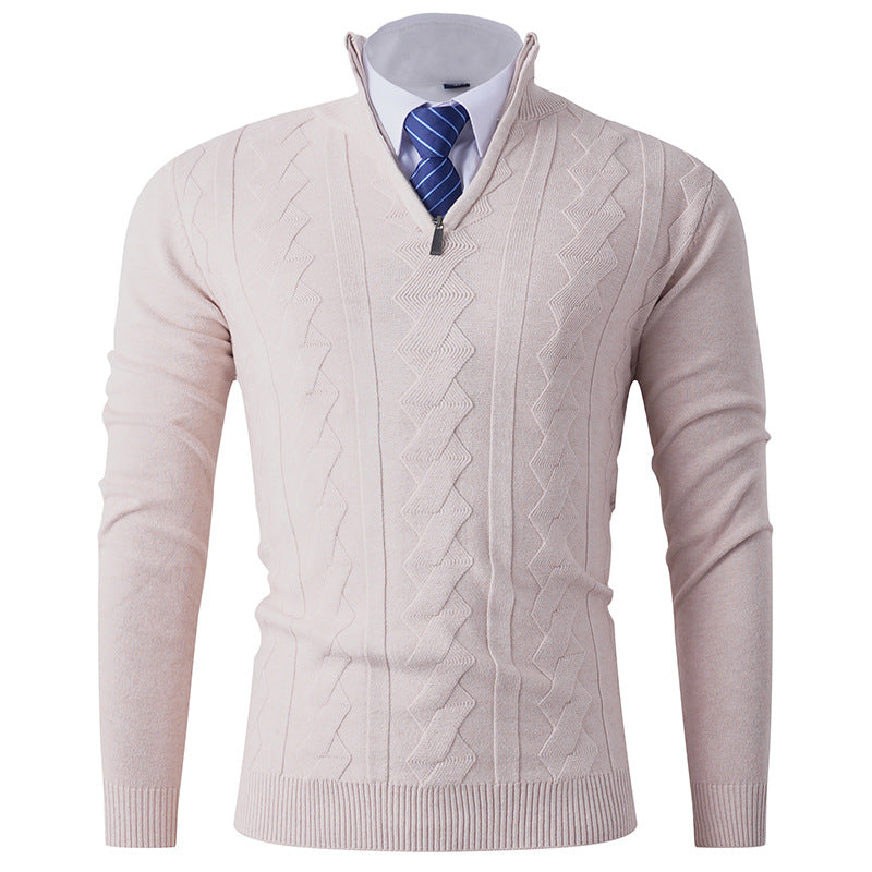 Herren eleganter Stehkragenpullover mit strukturiertem Zipper ModeGeist