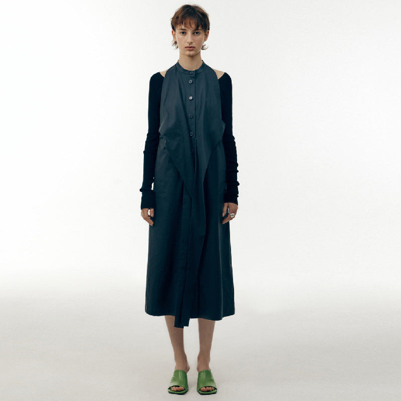 Elegantes Maxikleid für Damen mit Wickeloptik und Knopfleiste von MODEGEIST