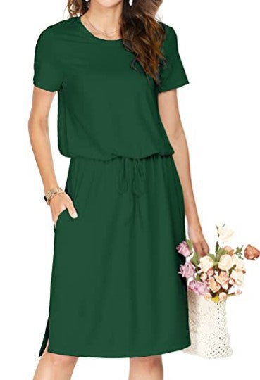 Lässiges Damen-Midi-Kleid mit Gummizug und Taschen von MODEGEIST