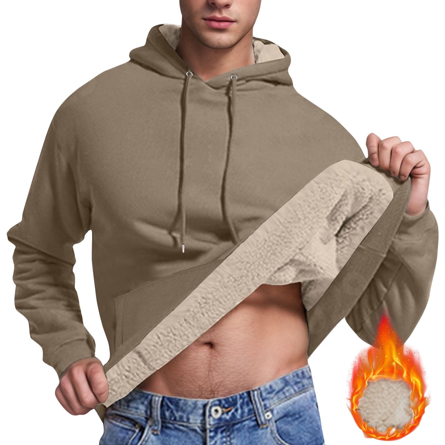 Herren Fleece-Kapuzenpullover mit innenliegendem Kuschelfutter ModeGeist