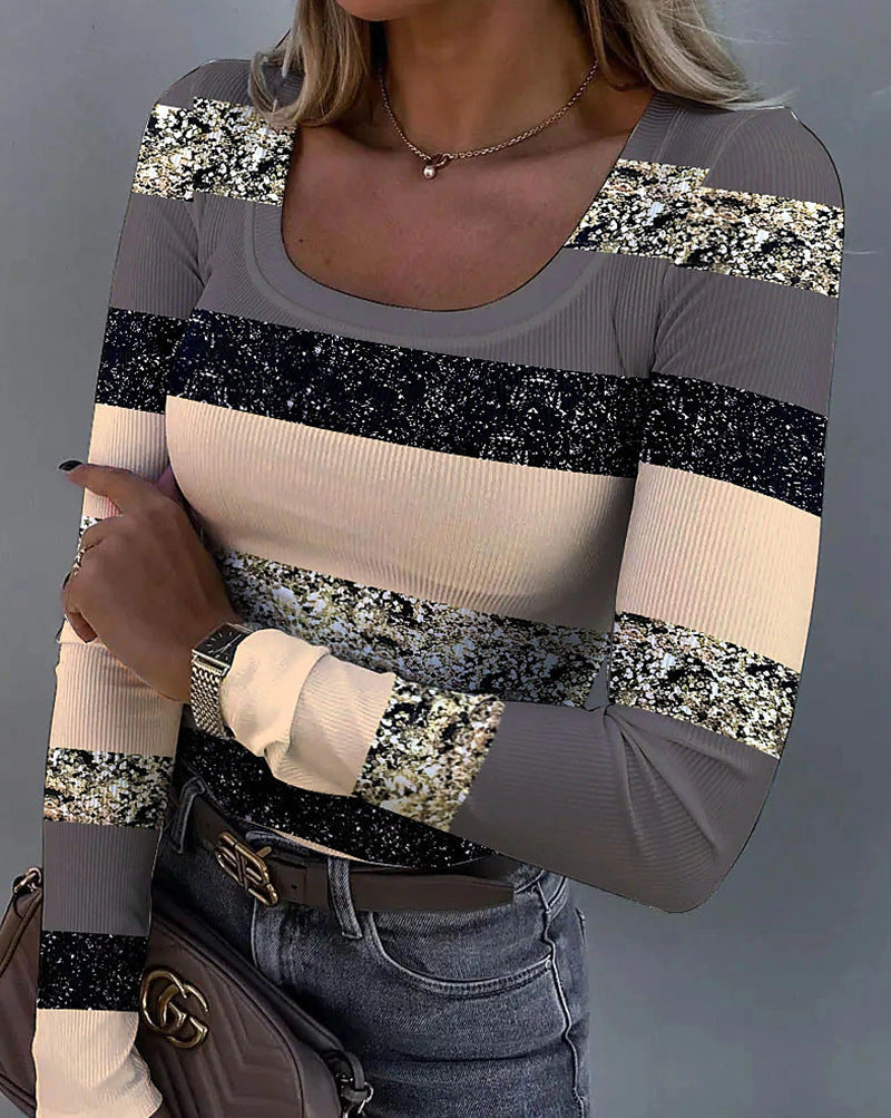 Modernes Damen-Langarmshirt mit Streifenmuster und Struktur