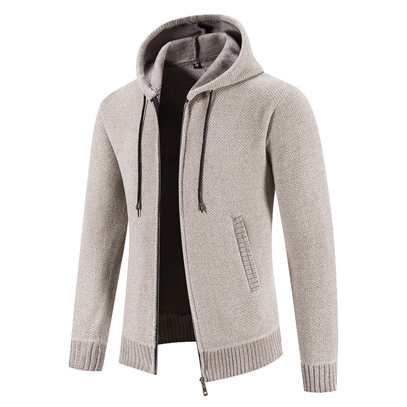 Herren Strickjacke mit Kapuze und strukturiertem Design ModeGeist