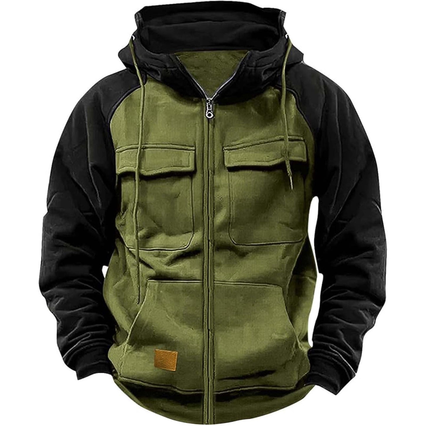 Herren Kapuzenjacke mit praktischen Vorder-Utility-Taschen und hohem Kragen ModeGeist