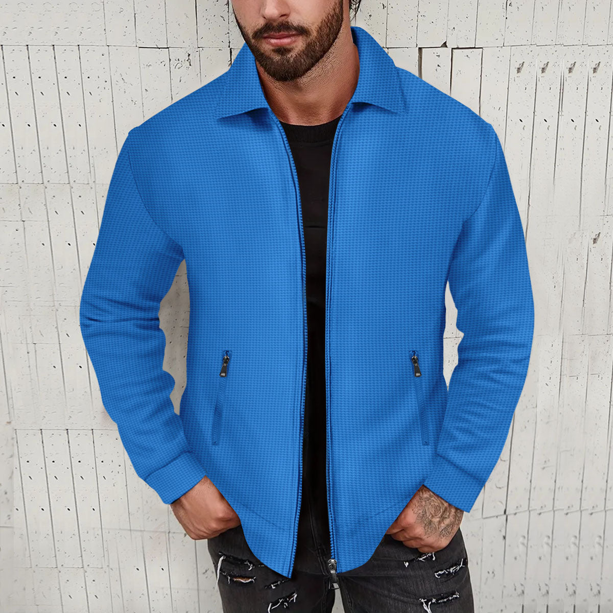 Herren modische Kurzjacke mit strukturiertem Design und praktischen Taschen ModeGeist