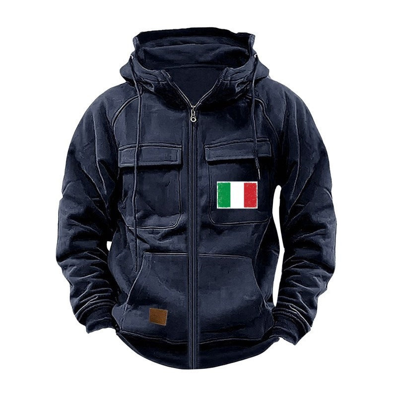 Herren modische Kapuzenjacke mit praktischen Taschen und verstellbarem Kragen ModeGeist