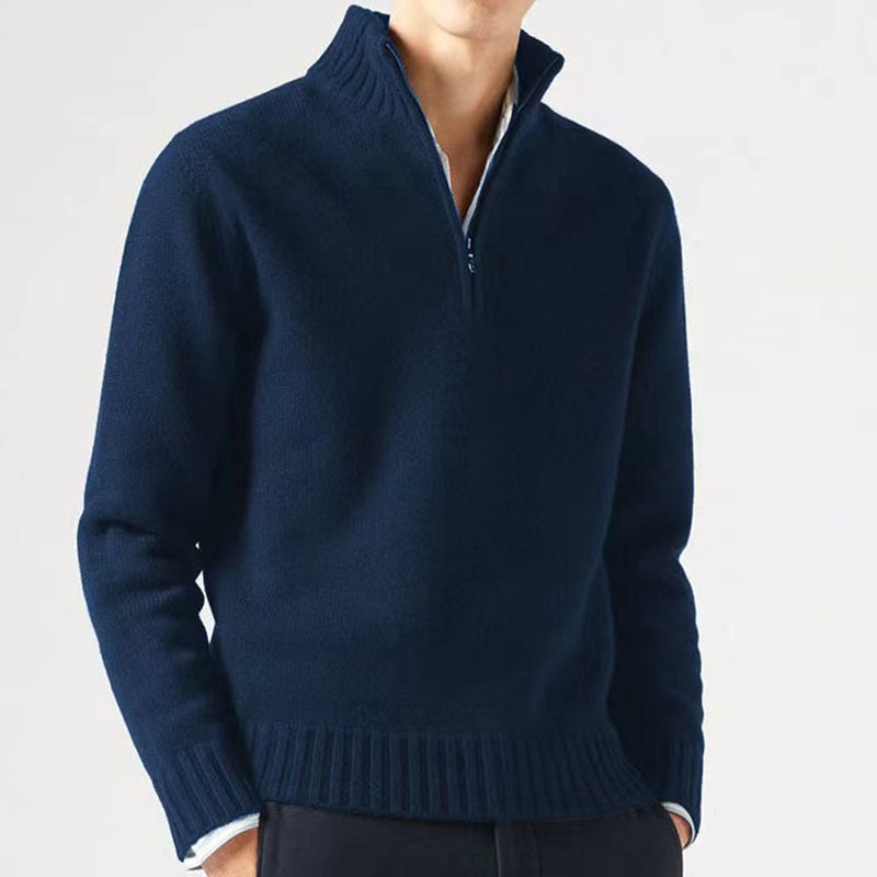 Herren Pullover mit hohem Kragen und modernem Reißverschluss ModeGeist
