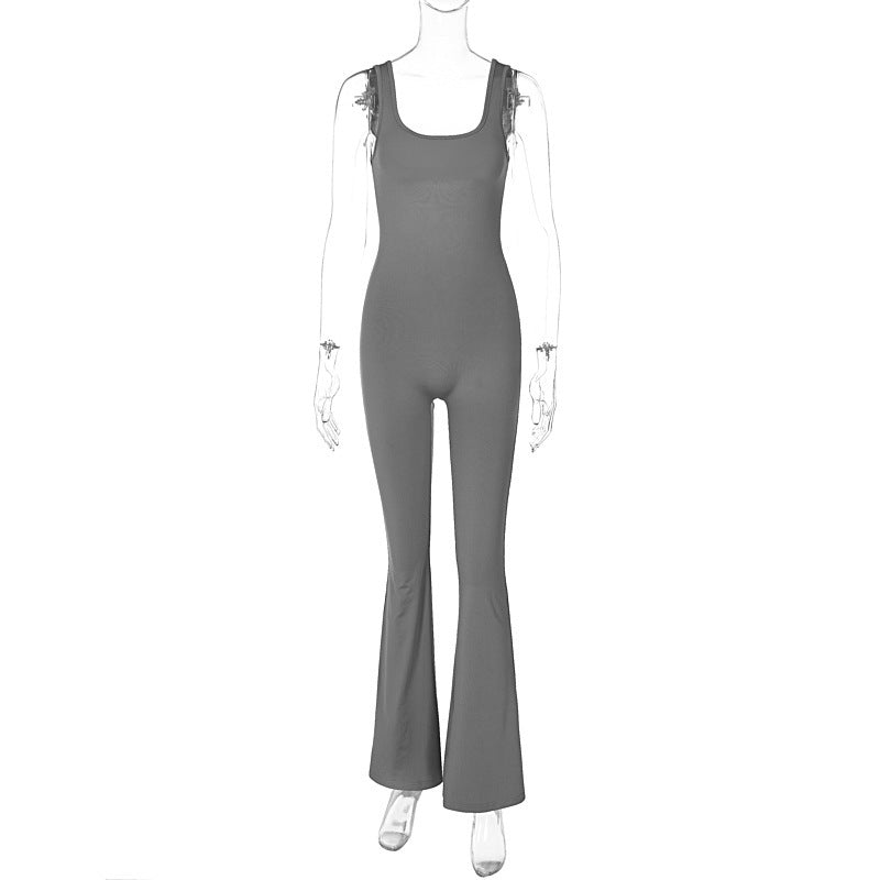 Modegeist Damen Jumpsuit mit weitem Bein, figurbetont und Rüschen