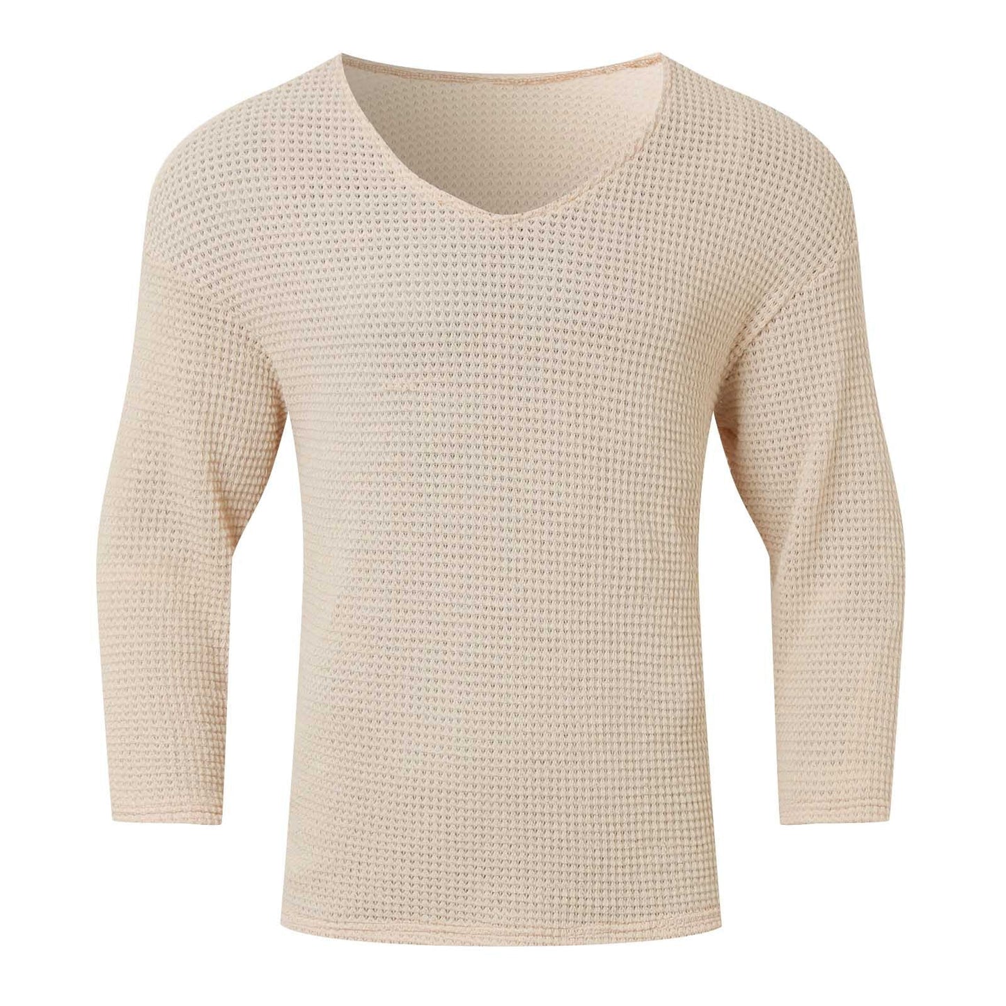 Herren Waffelstruktur V-Ausschnitt Langarmshirt ModeGeist